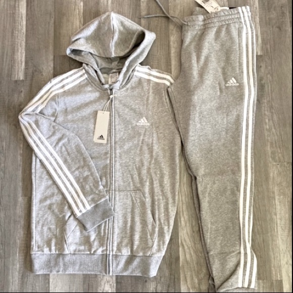 adidas Other - 2 piece size L hoodie sweatshirt & jogger Adidas Tracksuit 3 Stripe matching set